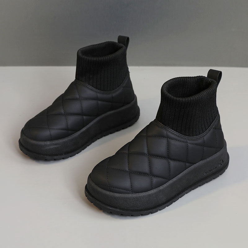 Bottes d'hiver pour femmes avec doublure en polaire isolante et semelle antidérapante