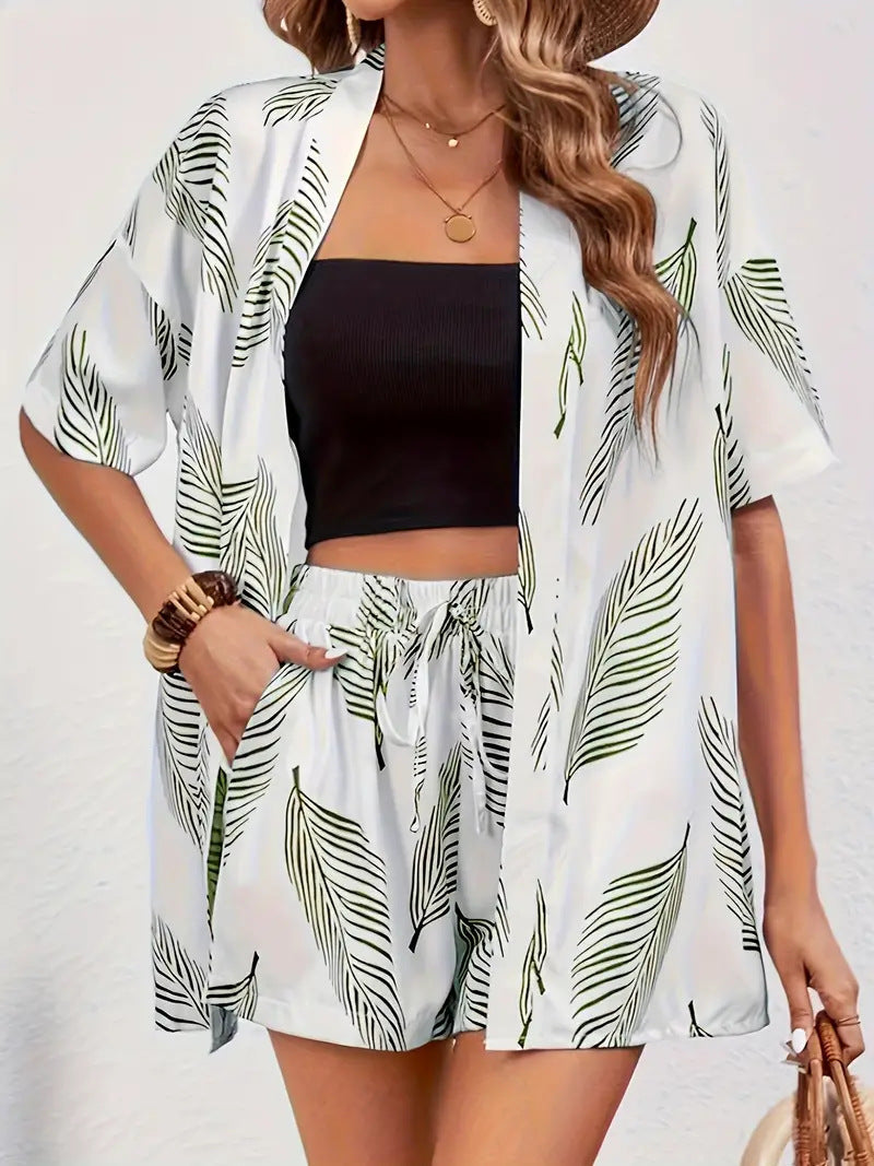 Hana | Ensemble Kimono Femme Short Motif Floral Été