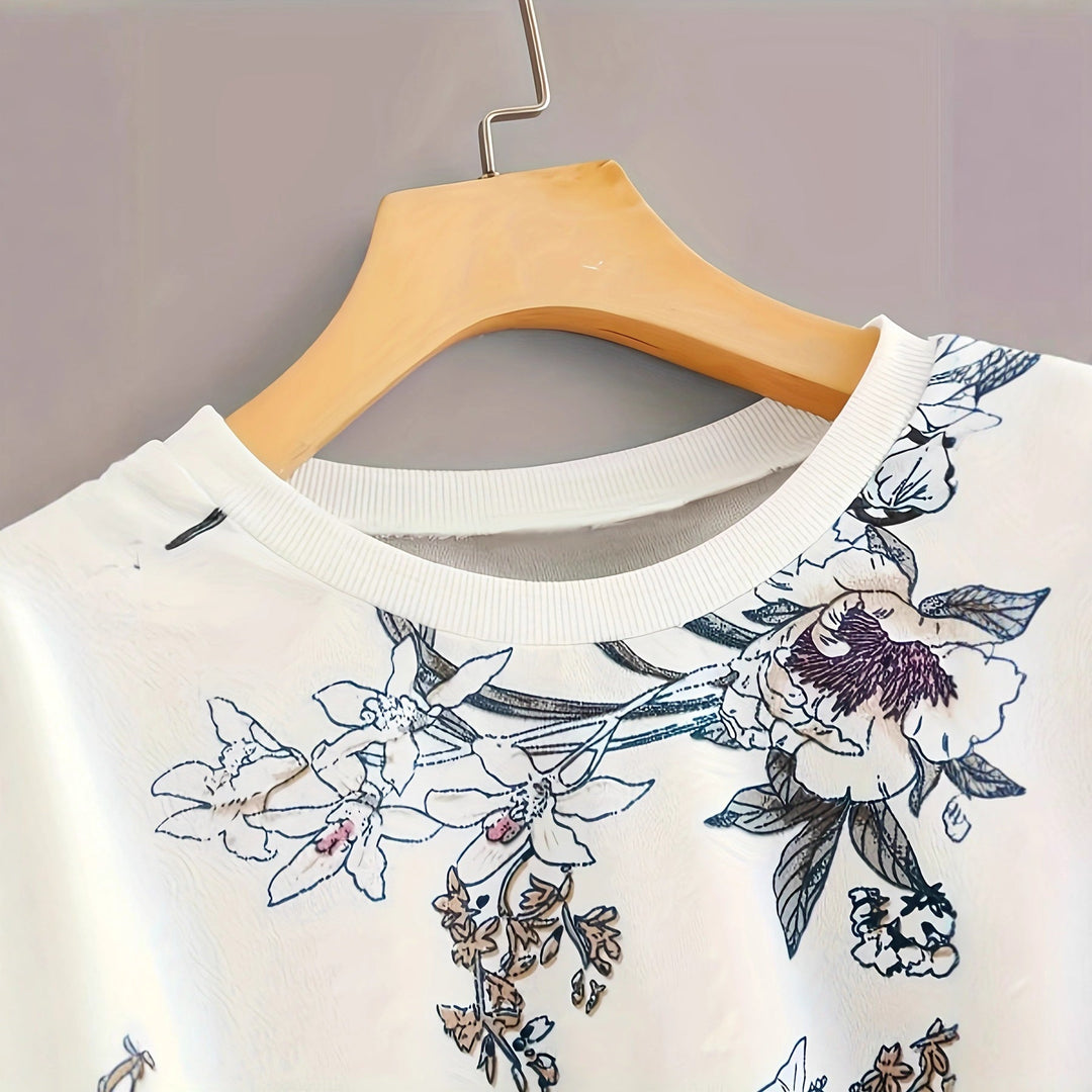 Sweatshirt pour femmes avec impression florale et coupe décontractée