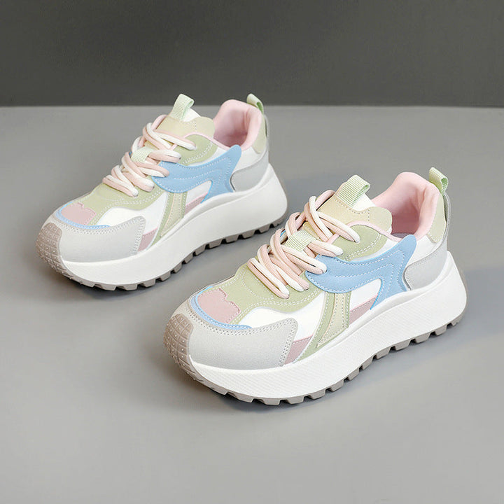 Baskets compensées sportives pour femmes avec des couleurs tendance et une semelle amortissante