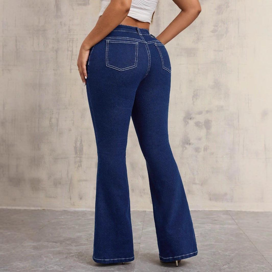 Jeans évasés taille haute pour femmes