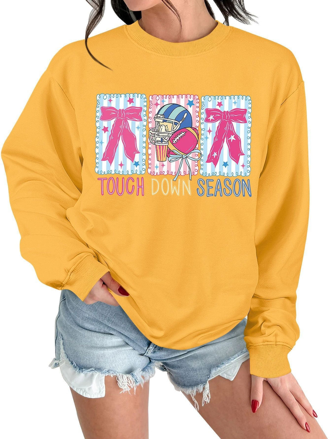 Sweat-shirt pour femmes avec motif football créatif et coupe décontractée