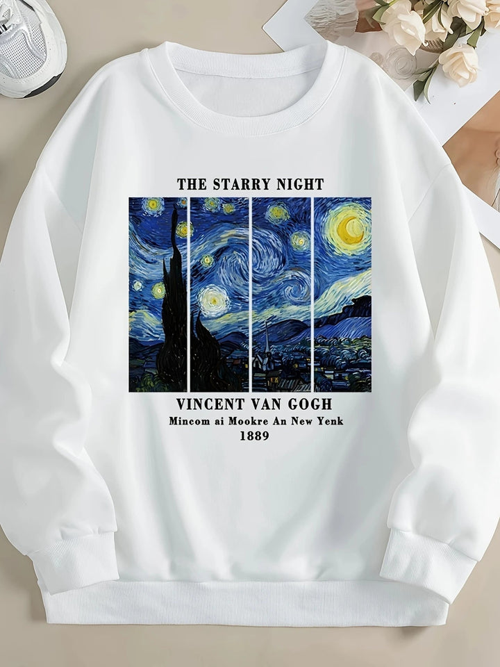 Sweatshirt pour femmes avec motif artistique de Van Gogh et impression moderne