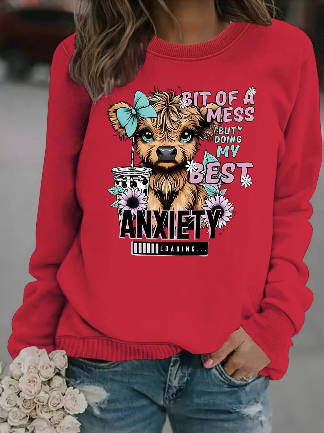 Sweatshirt pour femmes avec un design de chien créatif et une inscription inspirante