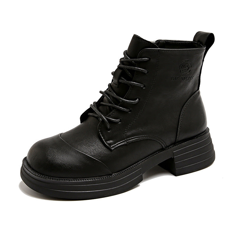 Bottines à lacets stylées pour femmes avec fermeture éclair et profil robuste