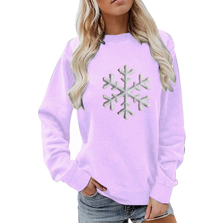 Sweatshirt pour femmes avec motif de flocon de neige scintillant et coupe décontractée