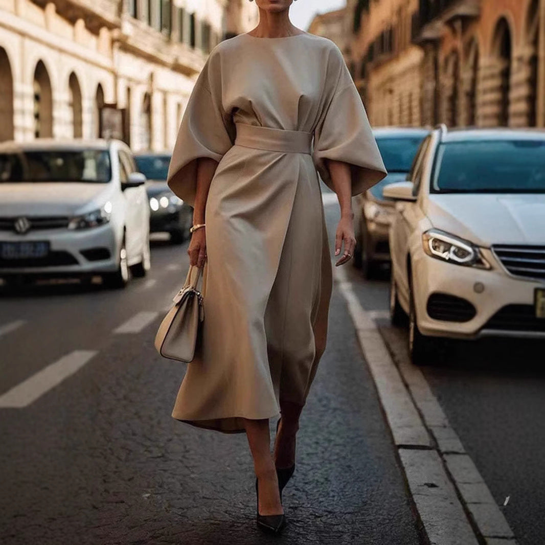 Elena - Robe midi avec ceinture et manches kimono