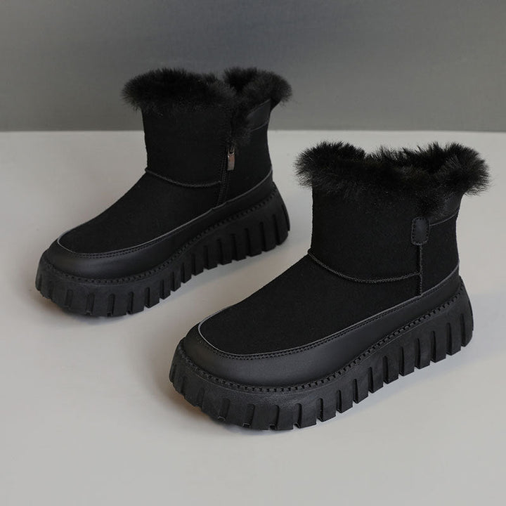 Bottes d'hiver pour femmes avec fourrure synthétique luxueuse et semelle antidérapante