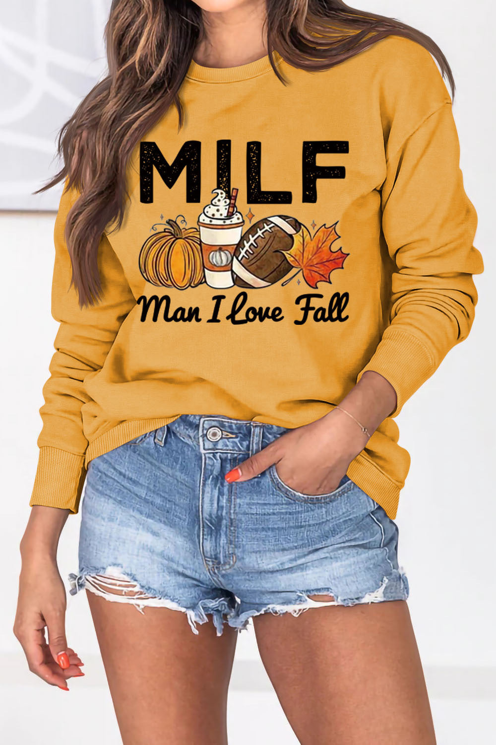 Sweat-shirt pour femmes avec motif automnal et inscription inspirante