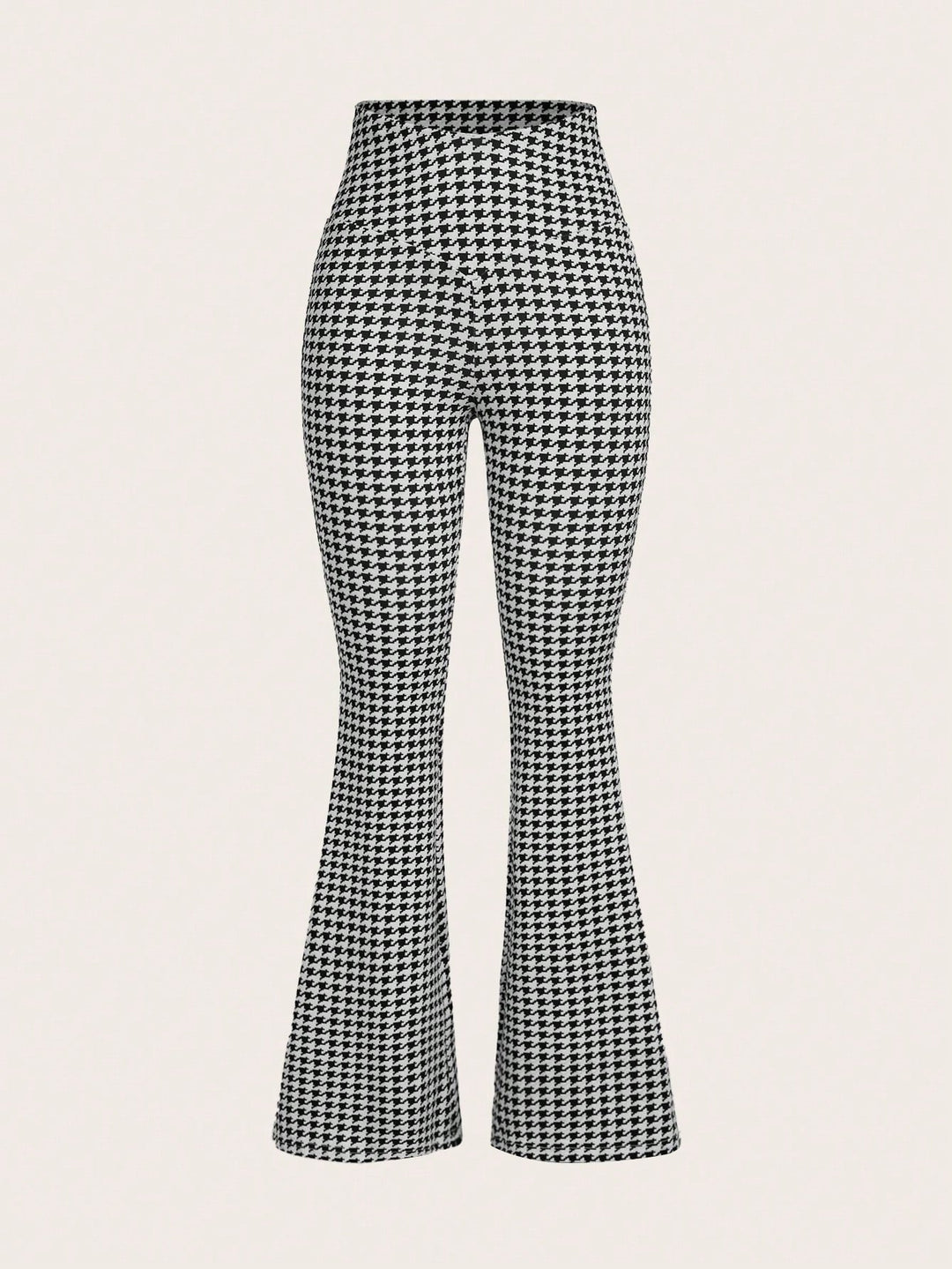 Pantalon évasé élégant pour femmes avec un design classique pied-de-poule