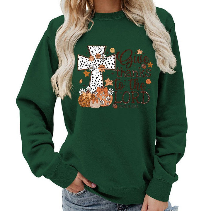 Sweat-shirt pour femmes avec impression créative de croix et design automnal
