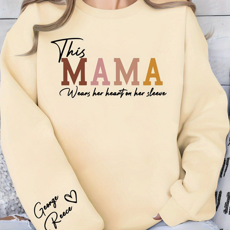 Sweat-shirt pour femmes avec impression inspirante "Mama" et coupe confortable