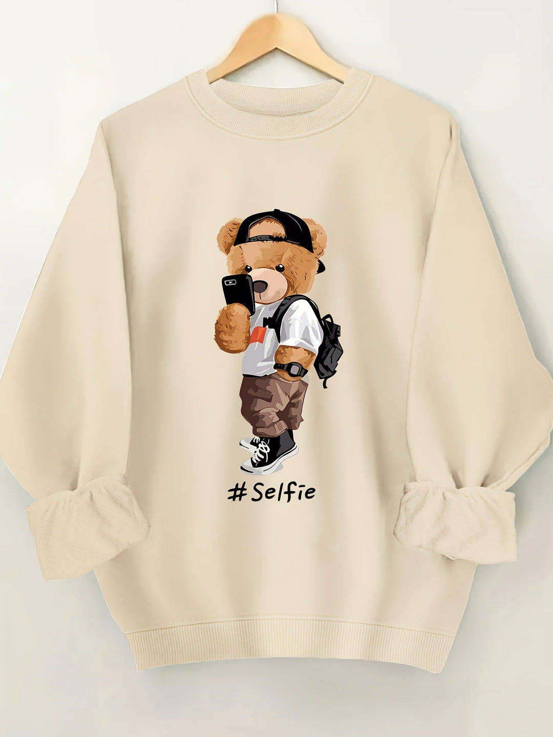 Sweatshirt pour femmes avec design artistique d'ours et coupe décontractée