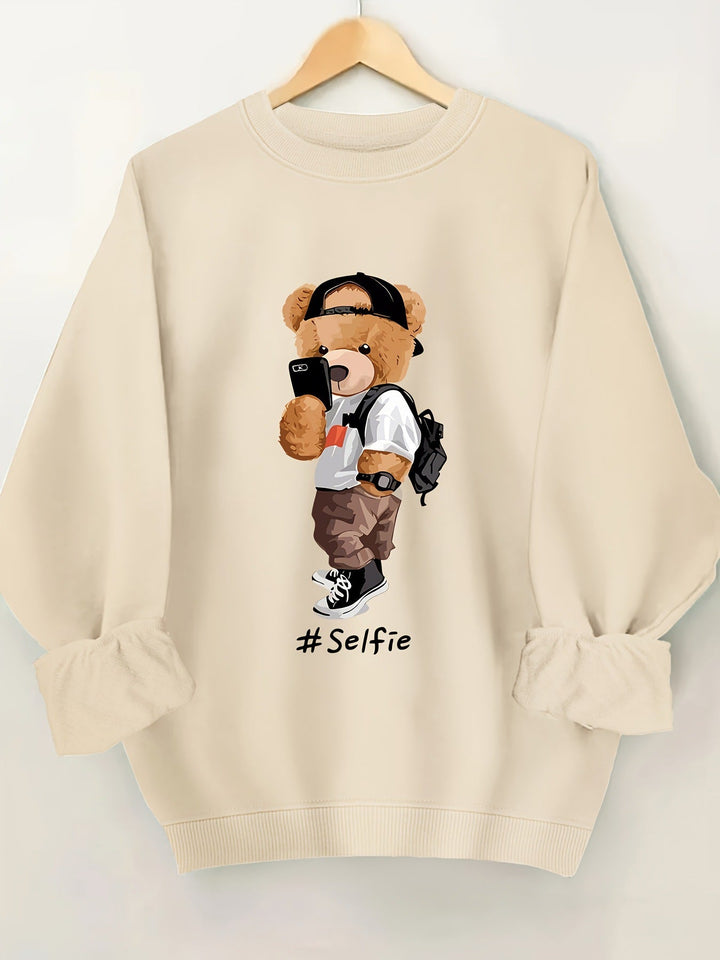 Sweatshirt pour femmes avec design artistique d'ours et coupe décontractée