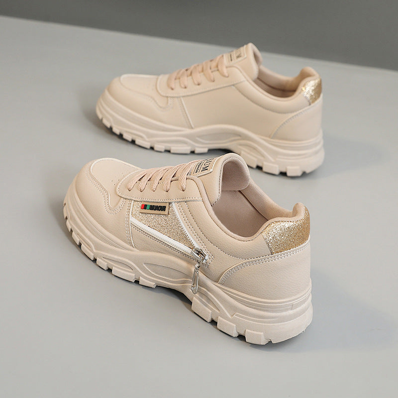 Baskets sportives pour femmes avec fermeture éclair à la mode et semelle amortissante