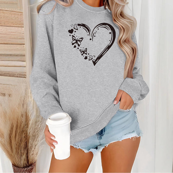 Sweatshirt pour femmes avec design créatif de cœur et de papillon