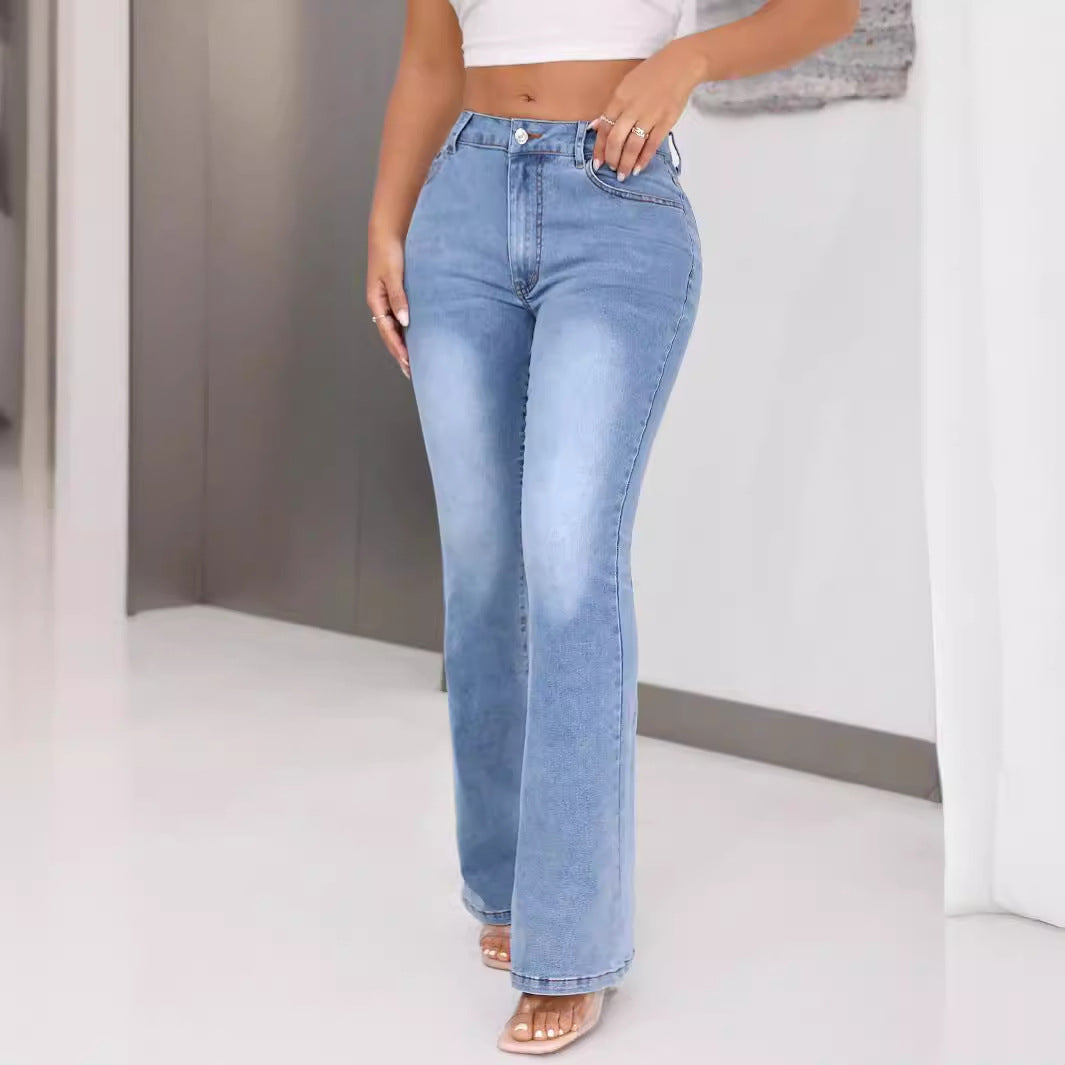 Jean bootcut pour femmes avec taille haute et design original