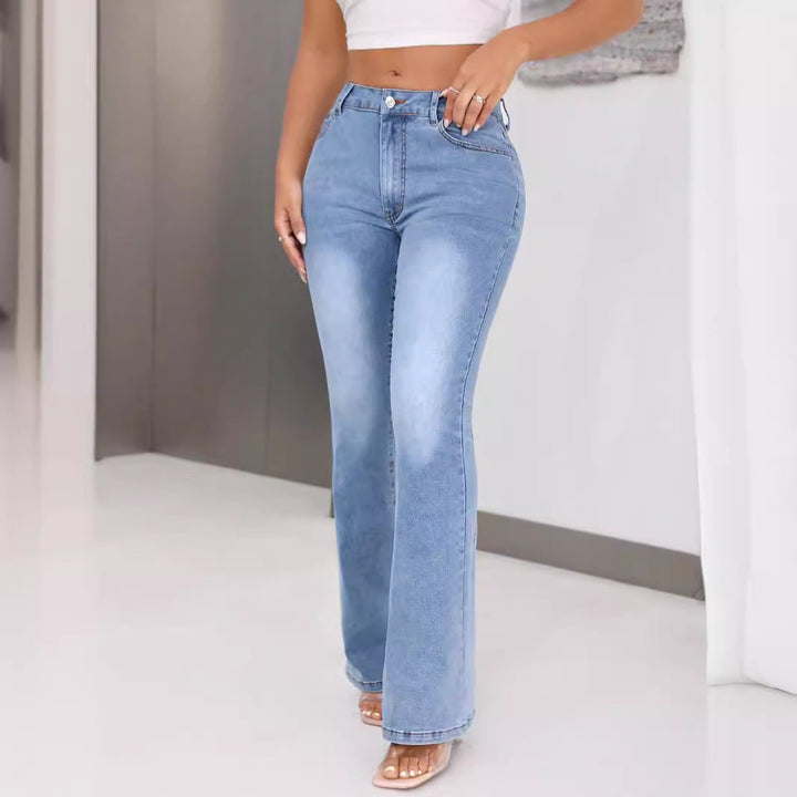 Jean bootcut pour femmes avec taille haute et design original
