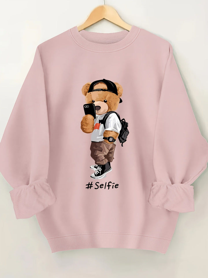 Sweatshirt pour femmes avec design artistique d'ours et coupe décontractée