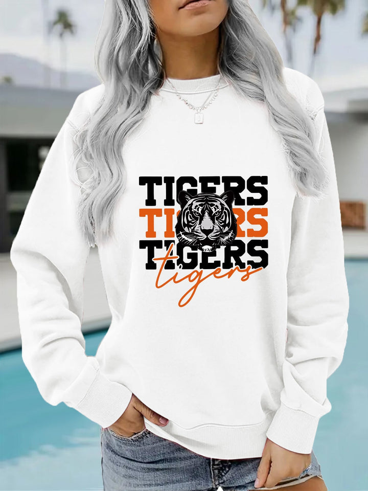 Sweatshirt pour femmes avec design animaliste de tigre et coupe décontractée