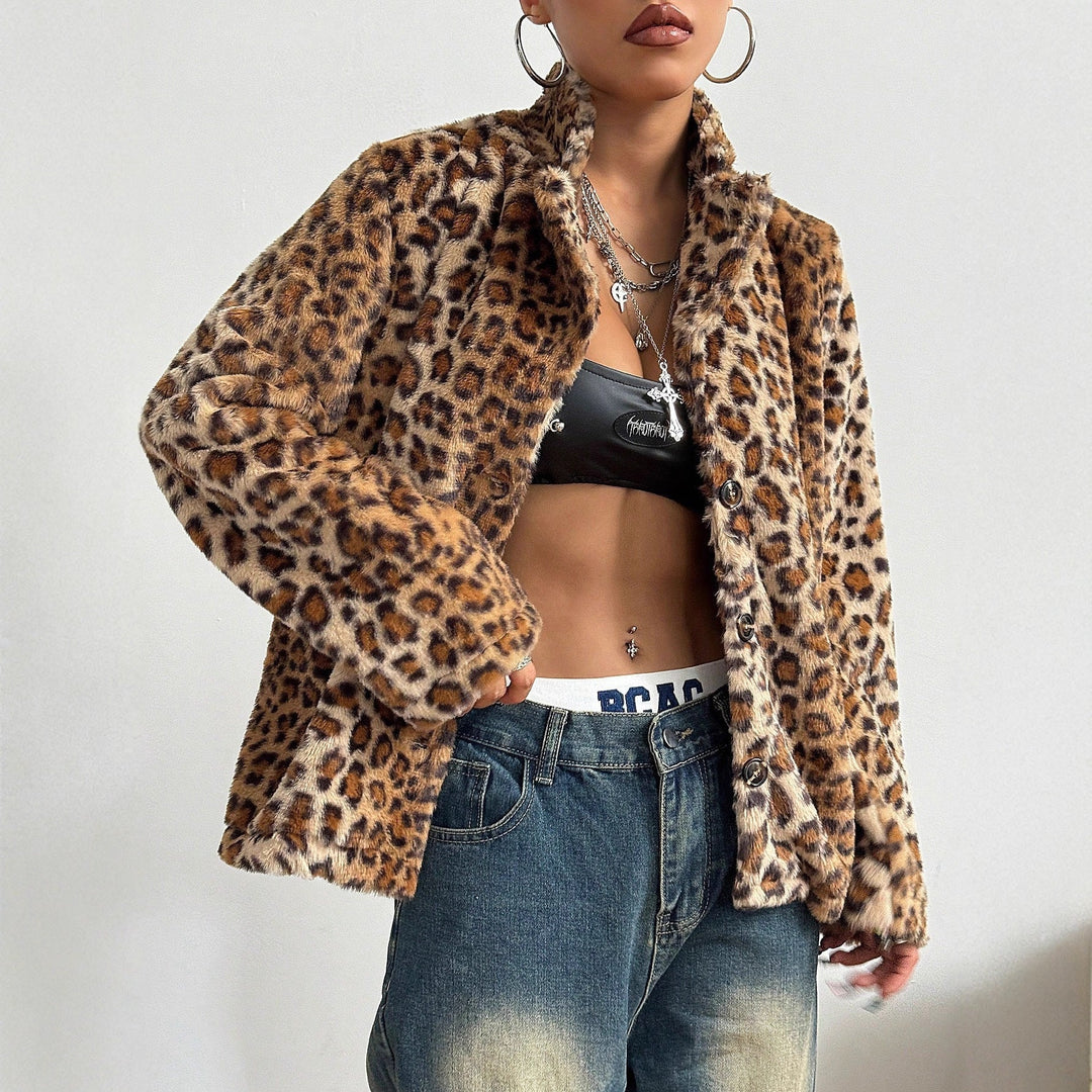 Veste blazer élégante à motif léopard pour femmes