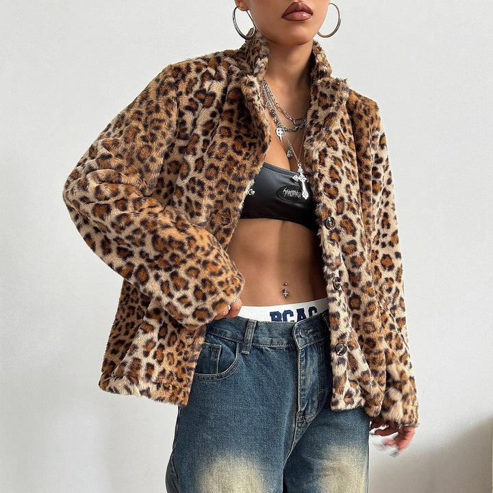 Veste blazer élégante à motif léopard pour femmes