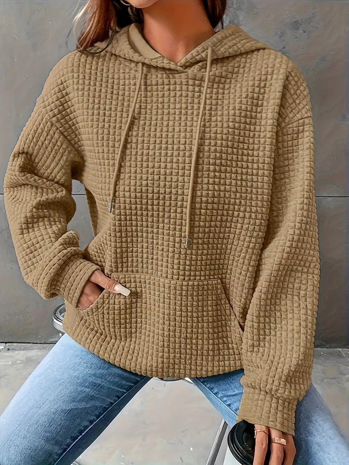 Sweat à capuche pour femmes en motif gaufré structuré avec poches latérales
