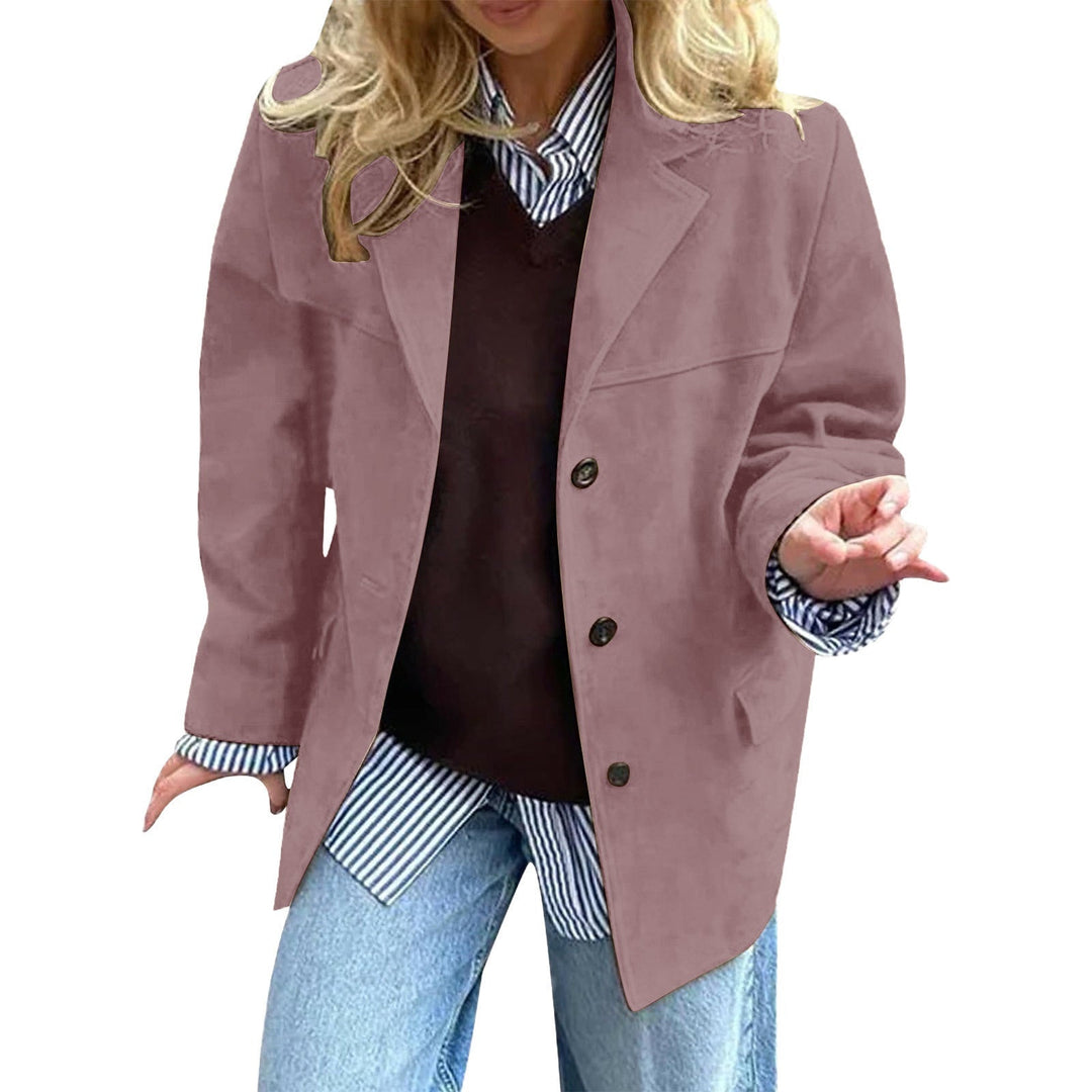 Blazer oversized élégant pour femmes en simili daim