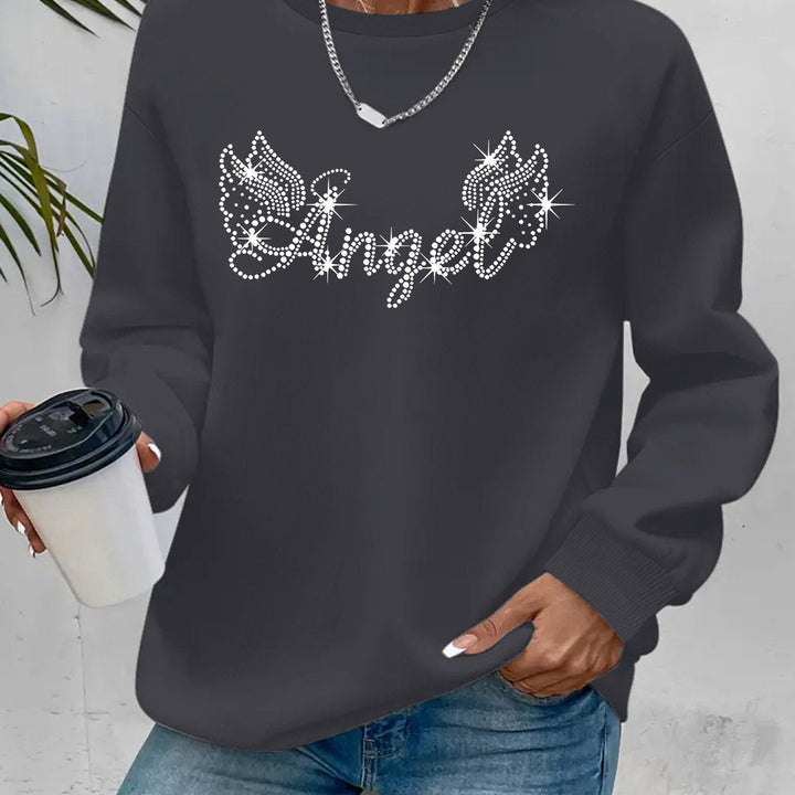 Sweatshirt femme avec impression scintillante et coupe décontractée