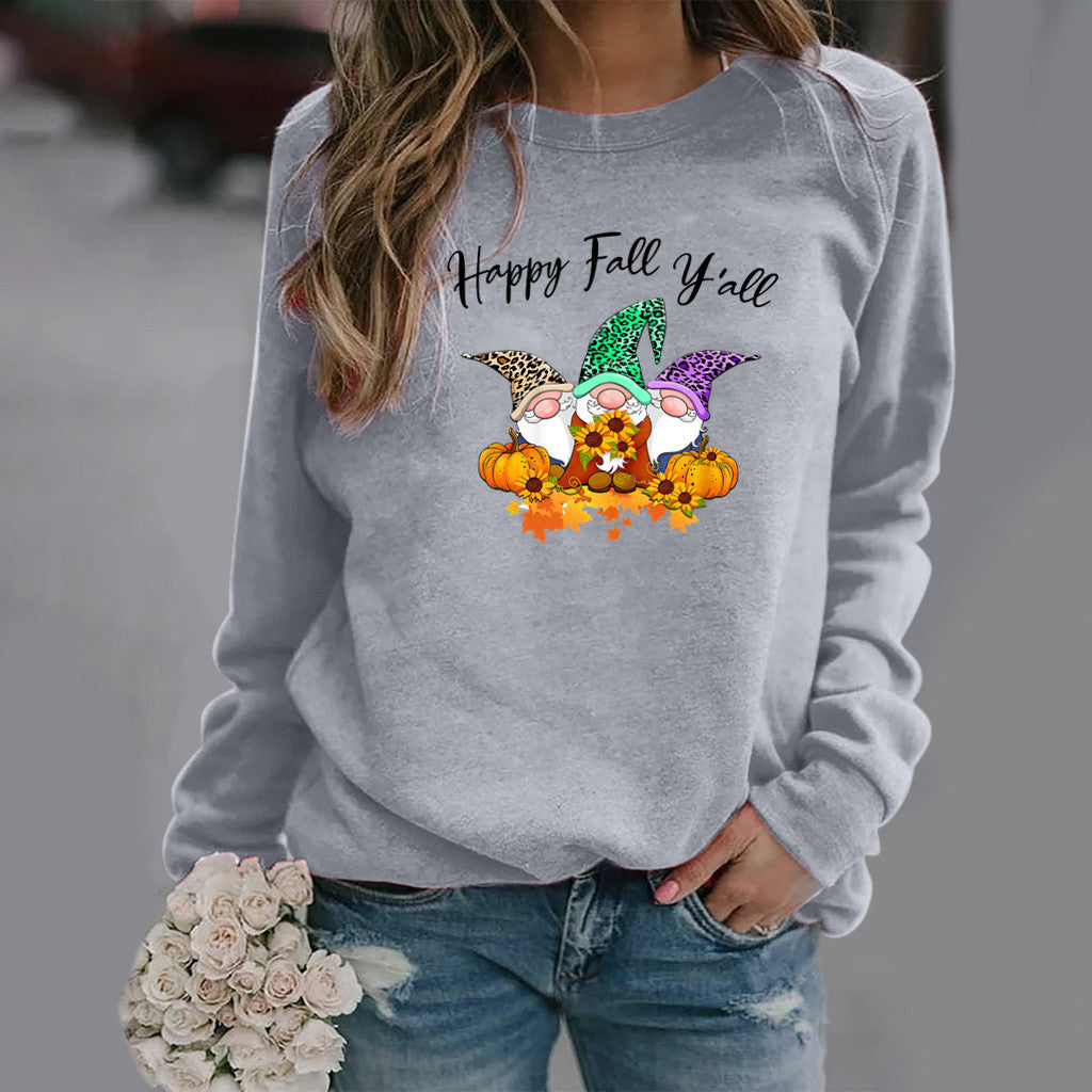 Sweatshirt pour femmes avec motif d'automne et coupe confortable