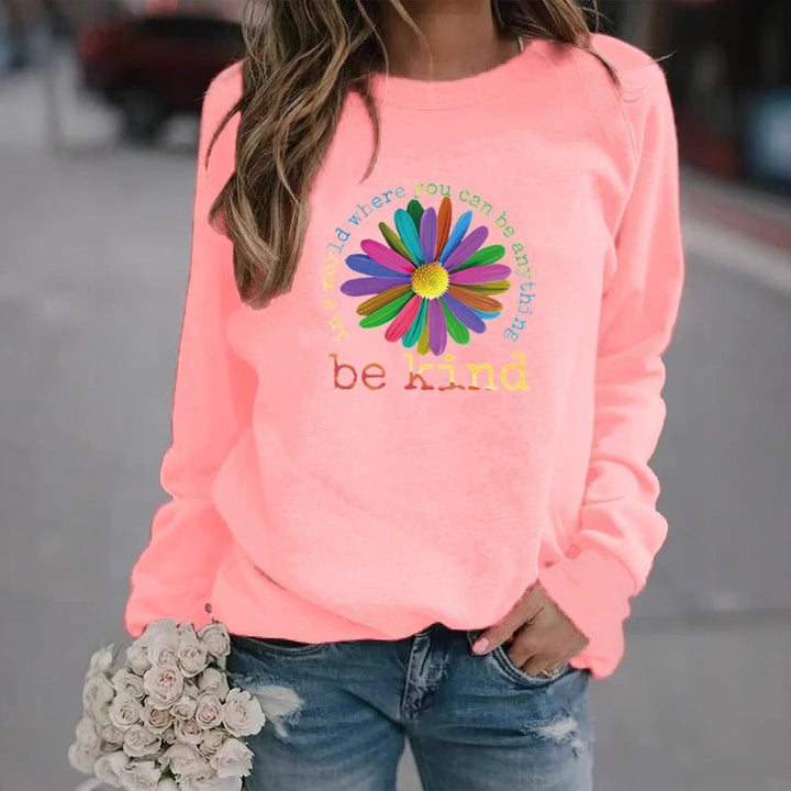 Sweatshirt pour femmes avec un design floral coloré et motivant et un intérieur doux