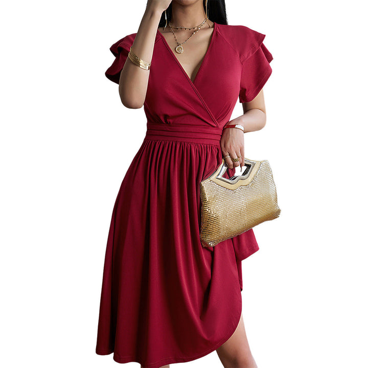 Eleganza™ – Robe midi pour femmes avec décolleté en V pour des occasions élégantes
