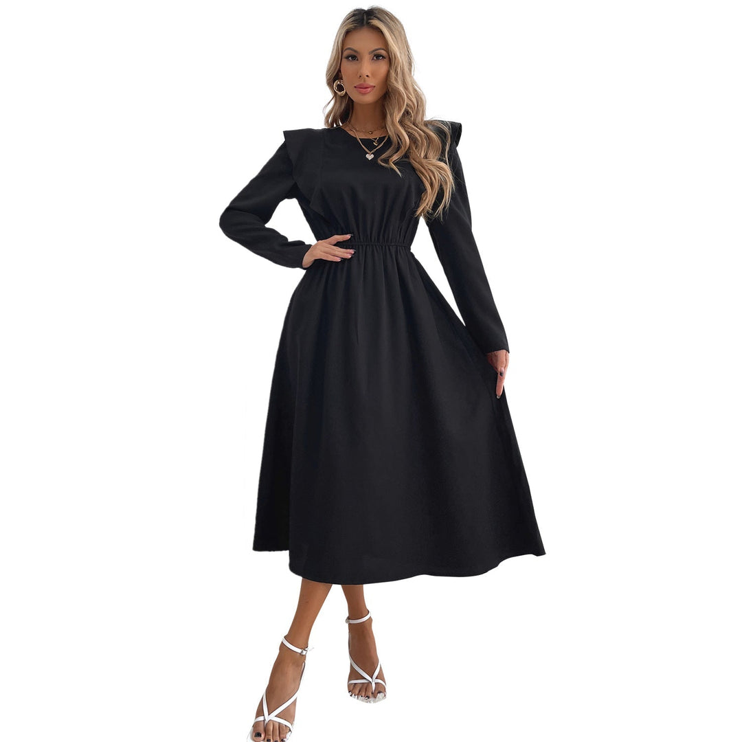 Robe maxi élégante pour femmes avec détails en volants et taille élastique