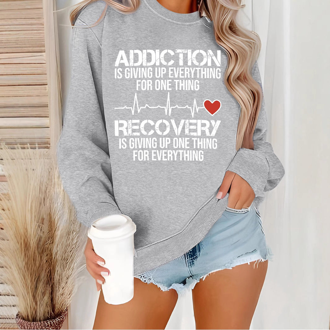 Sweatshirt pour femmes avec impression inspirante et coupe décontractée