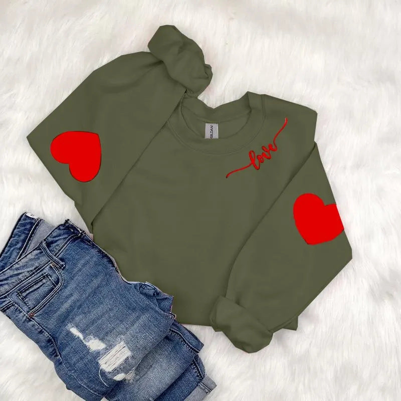 Sweat-shirt pour femmes avec design de cœurs et coupe décontractée