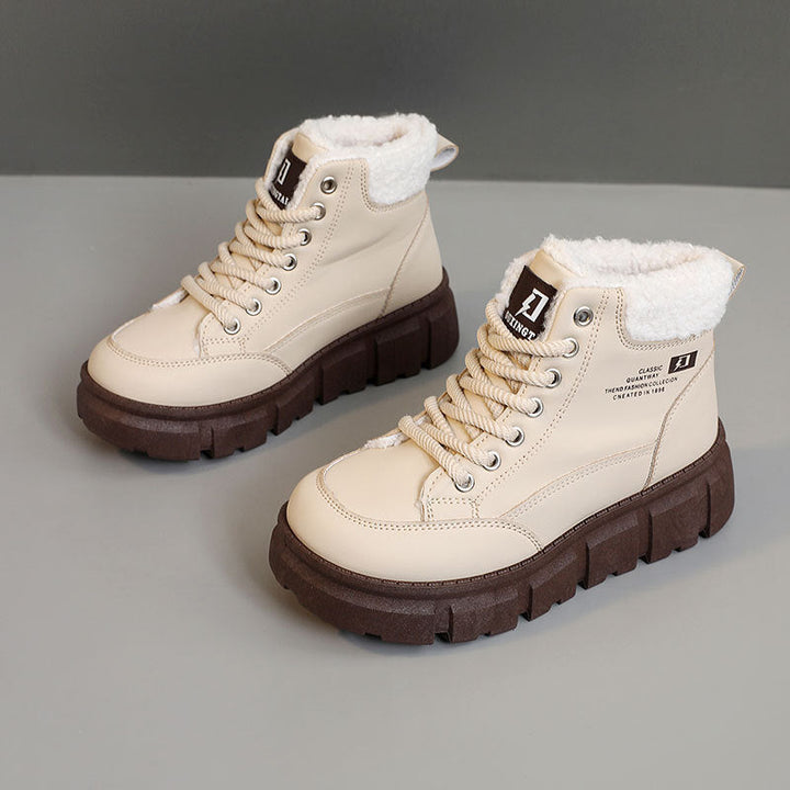 Bottes d'hiver montantes pour femmes avec doublure en fausse fourrure isolante et semelle antidérapante