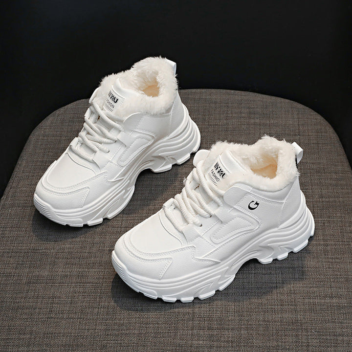 Baskets montantes d'hiver pour femmes avec doublure en polaire douce