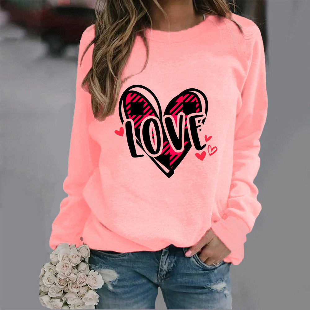 Sweatshirt femme avec design de cœur créatif et coupe décontractée