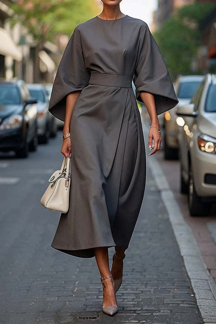 Elena - Robe midi avec ceinture et manches kimono