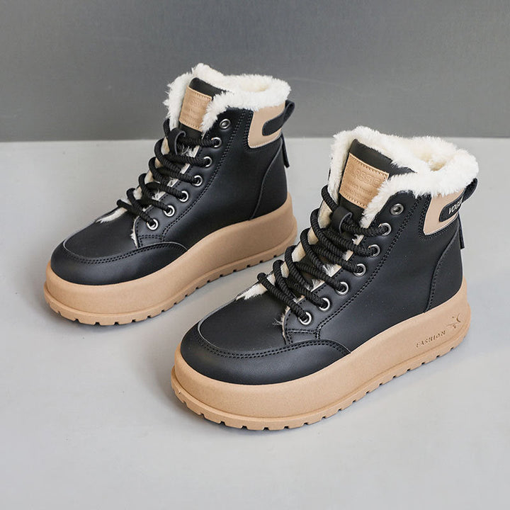 Bottes d'hiver pour femmes avec doublure en polaire douillette et semelle antidérapante