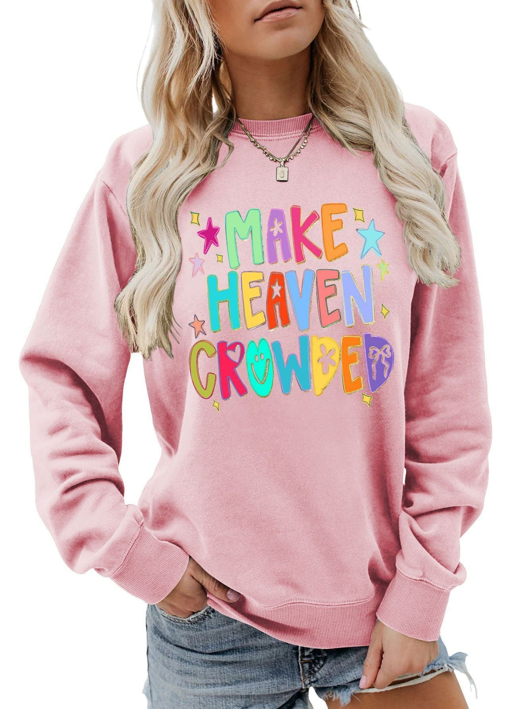 Sweatshirt pour femmes avec motif coloré et inscription ludique