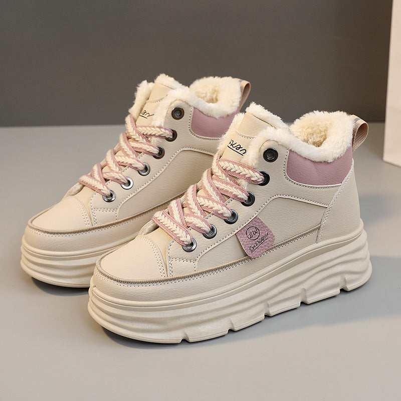 Baskets montantes d'hiver pour femmes avec doublure en fleece luxueux