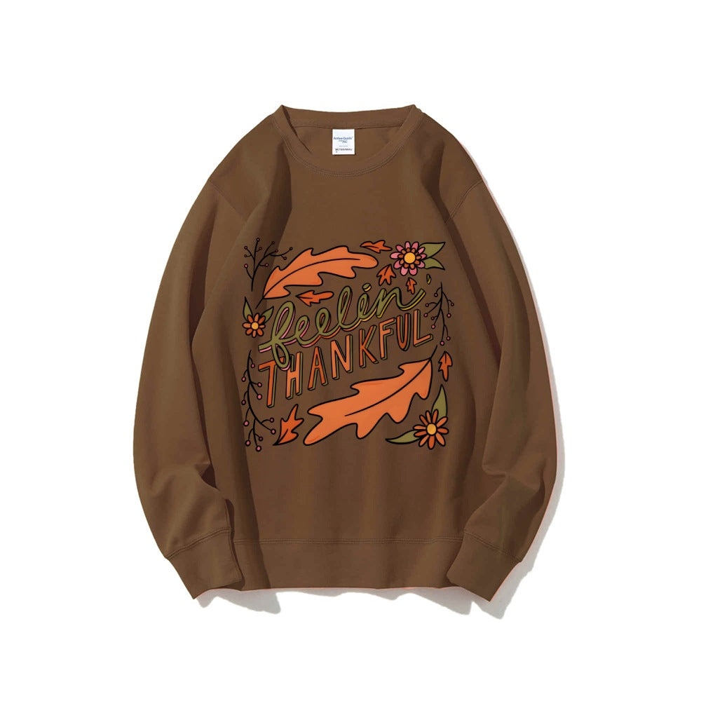 Sweatshirt pour femmes avec motif automnal coloré et inscription inspirante