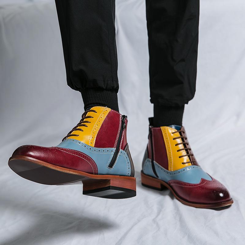 Bottines en cuir élégantes pour femmes avec un design coloré