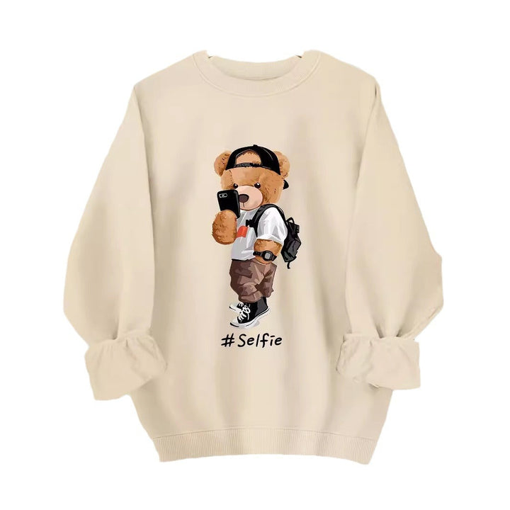 Sweatshirt pour femmes avec design artistique d'ours et coupe décontractée