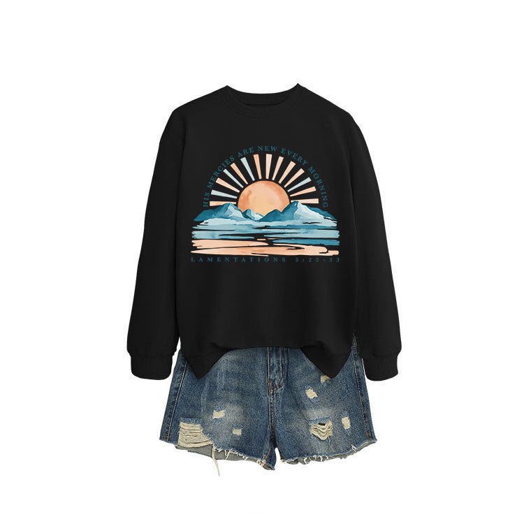 Sweat-shirt pour femmes avec un design inspirant de lever de soleil et une coupe décontractée