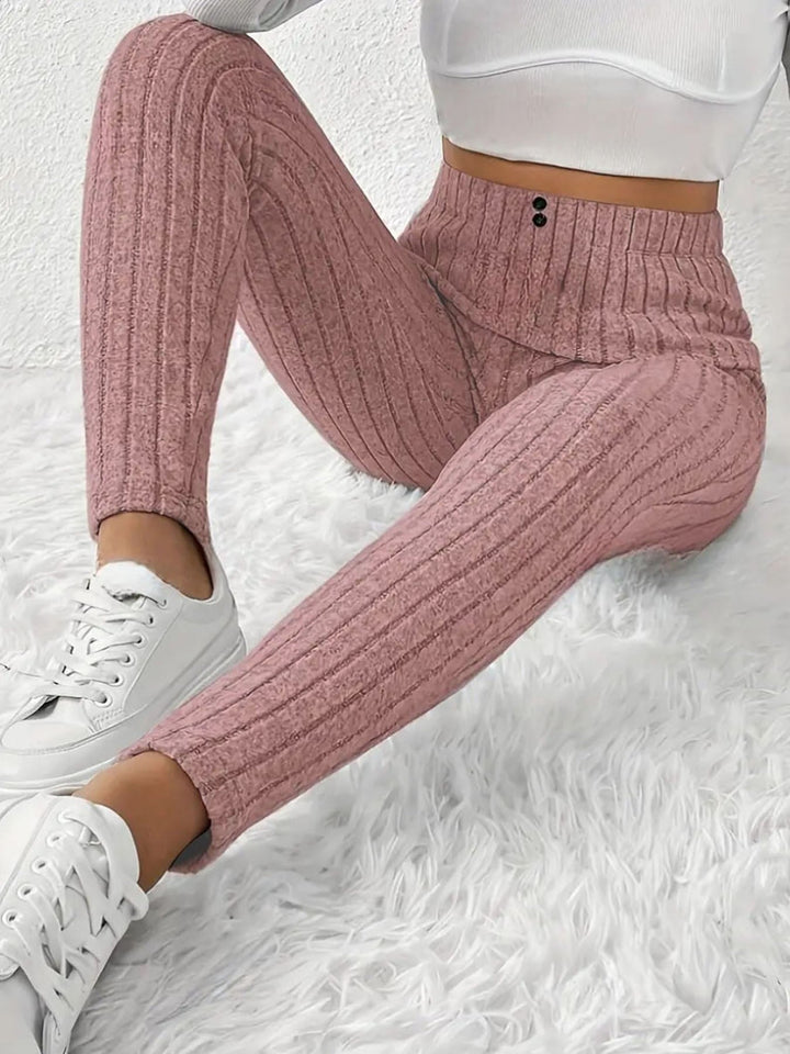 Leggings en maille côtelée taille haute pour femmes