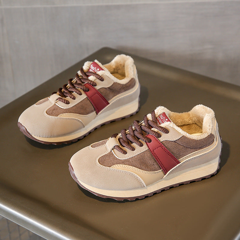 Baskets d'hiver confortables pour femmes avec doublure en polaire douce