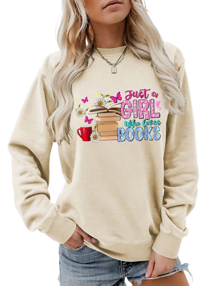 Sweatshirt pour femmes avec motif de livre accrocheur et coupe décontractée