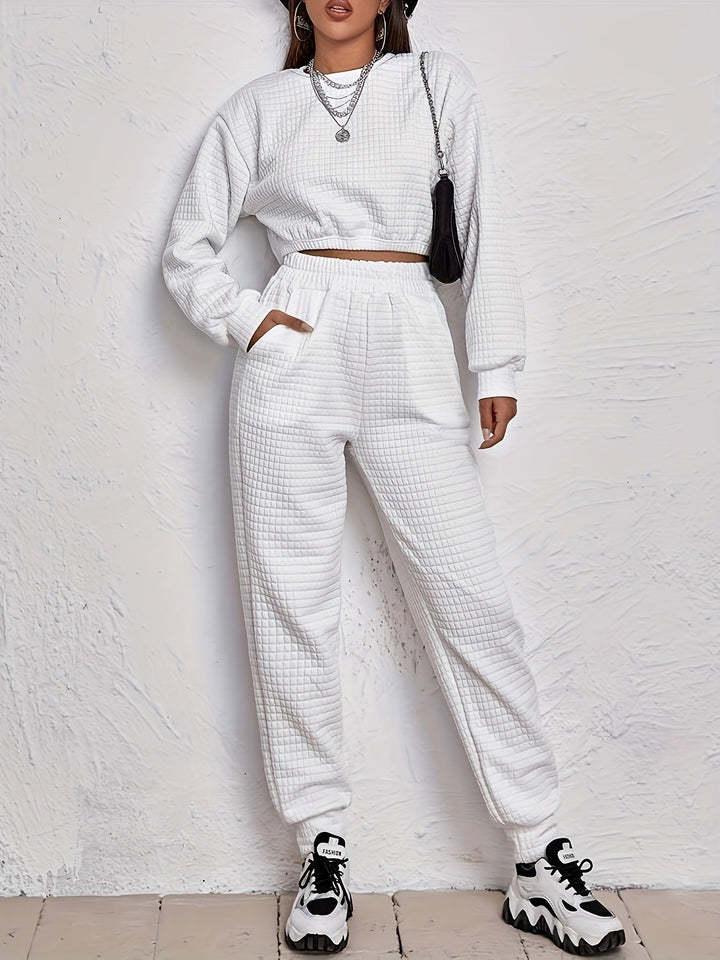 Ensemble de loisirs pour femmes avec design matelassé et taille élastique